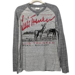 LUIS TRENKER Bolzen Bolzano Italy Deer Long Sleeve Shirt L